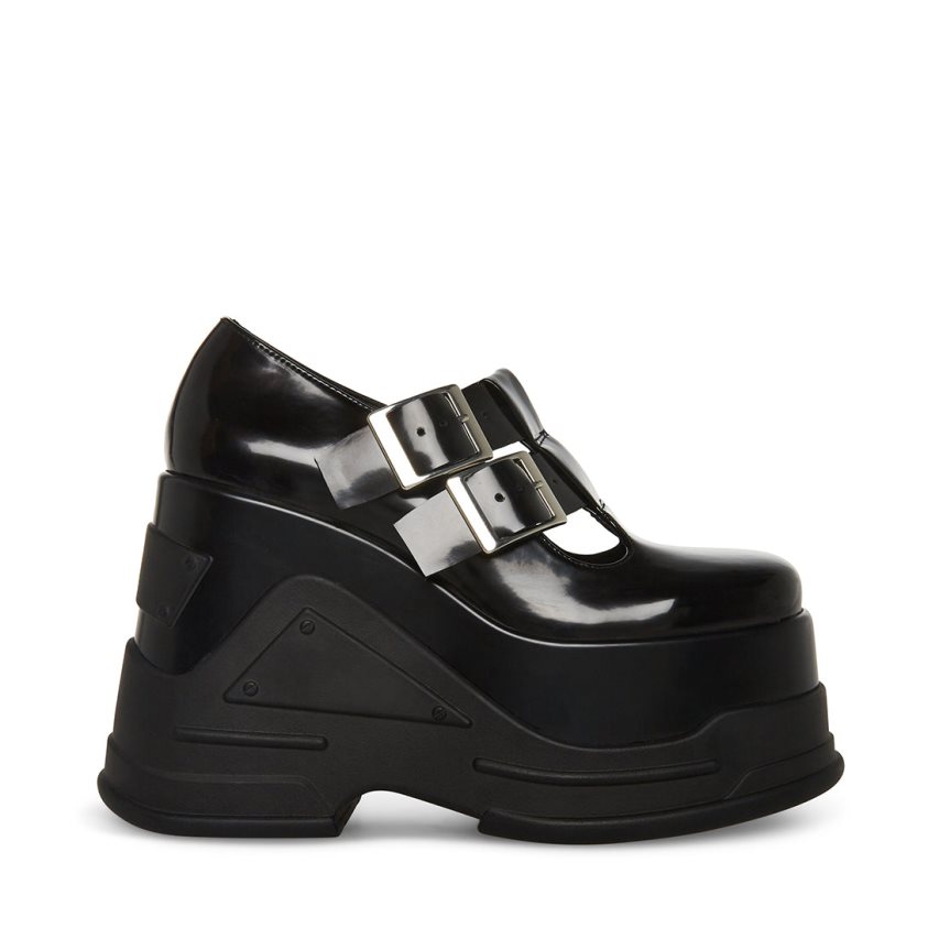 Steve Madden Phase Lær Platform Sko Dame Svarte | ZYEWB8759