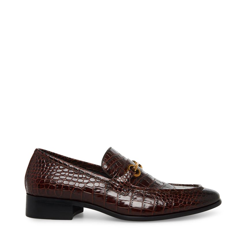 Steve Madden Philippe Crocodile Loafers Herre Mørke Brune | WBLEP8702