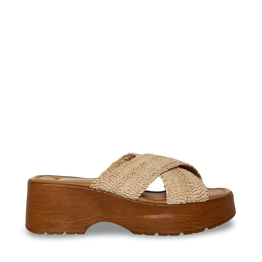 Steve Madden Phoebe Raffia Platåsandaler Dame Beige | KJTXU3496