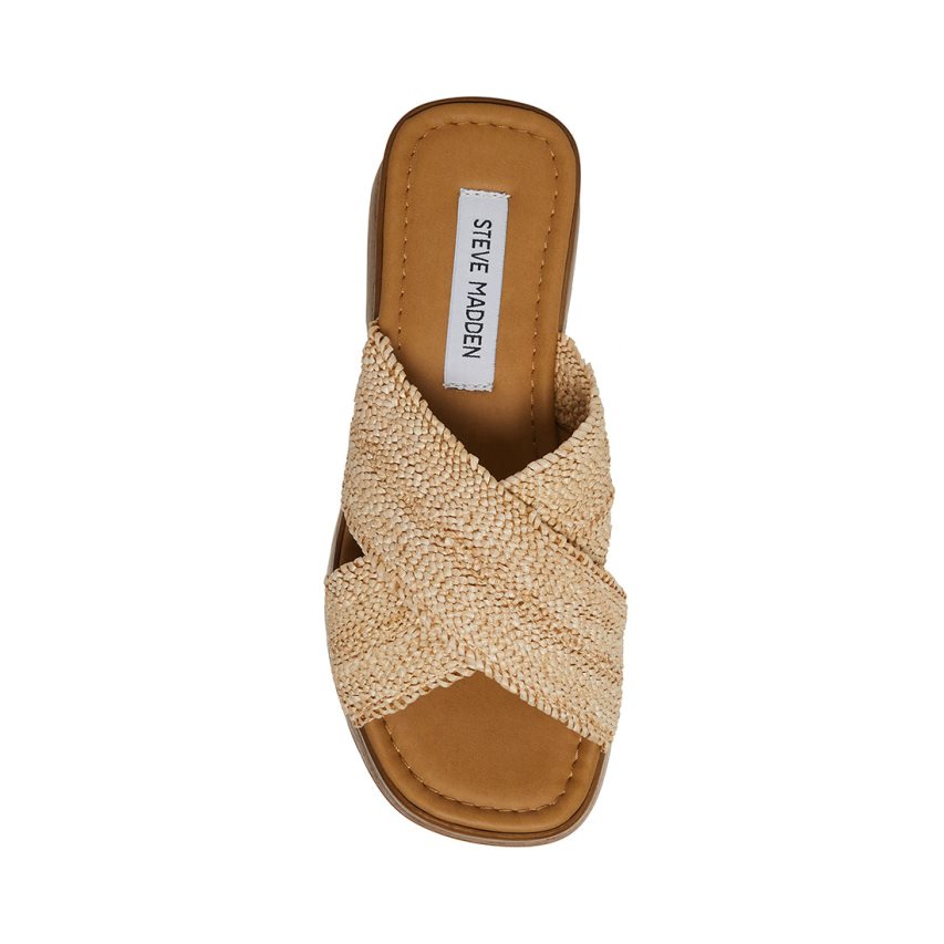 Steve Madden Phoebe Raffia Platåsandaler Dame Beige | KJTXU3496