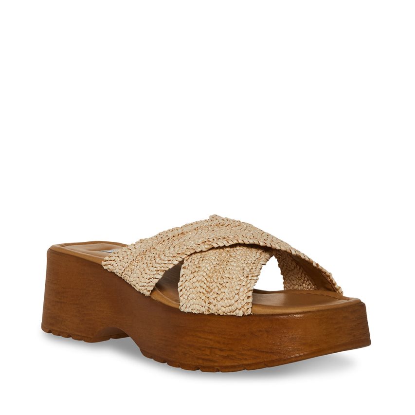 Steve Madden Phoebe Raffia Platåsandaler Dame Beige | KJTXU3496