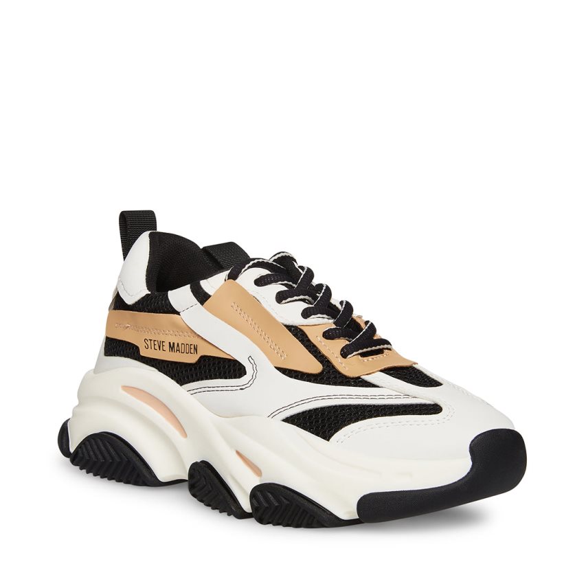 Steve Madden Possession Joggesko Dame Svarte Hvite Beige | VUHYM5143