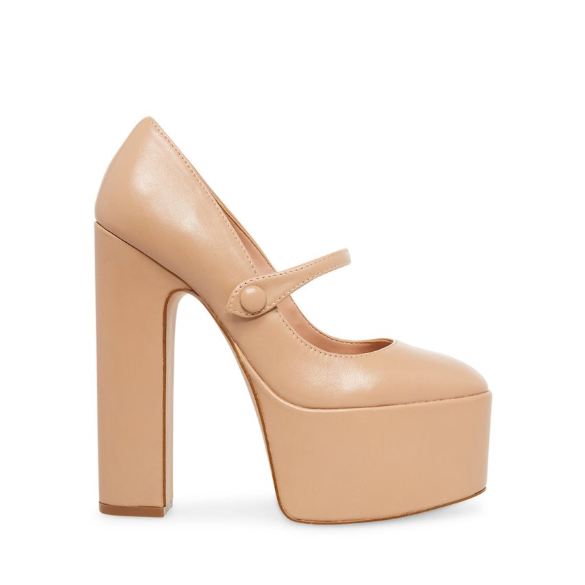 Steve Madden Prisila Lær Høye Hæler Dame Beige | YVBIC8051