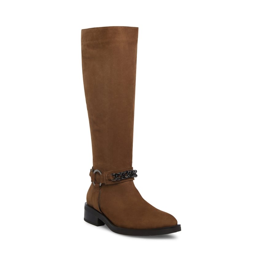 Steve Madden Quin Nubuck Høye Støvletter Dame Brune | PXMSK3794