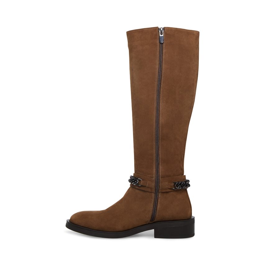 Steve Madden Quin Nubuck Høye Støvletter Dame Brune | PXMSK3794