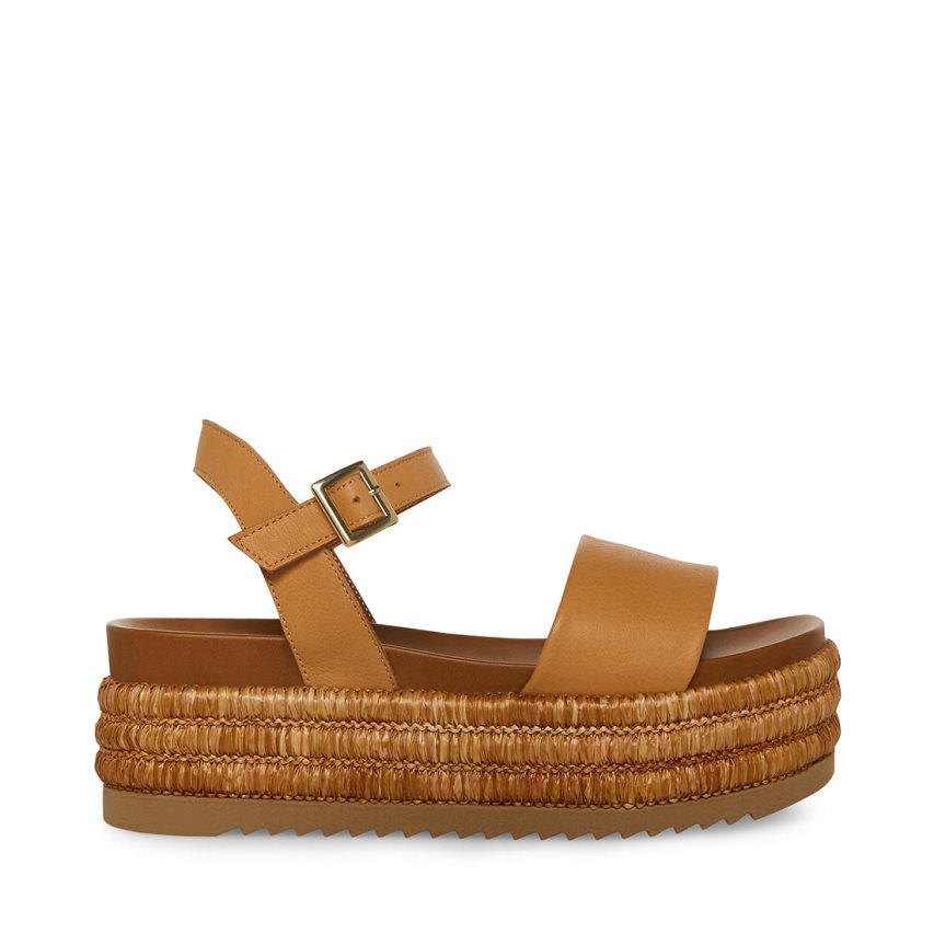 Steve Madden Riley Lær Platåsandaler Dame Brune | JYTGD3684