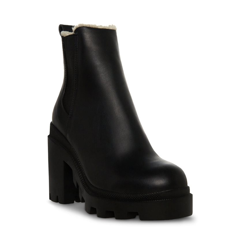 Steve Madden Roxie-f Lær Ankelstøvletter Dame Svarte | AOJRU4160