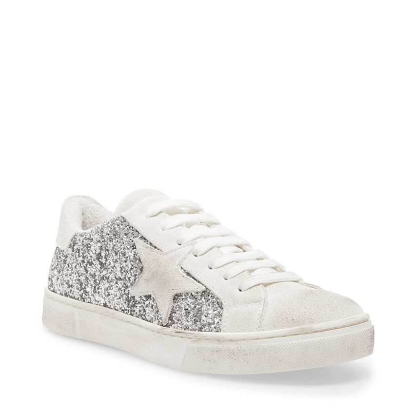 Steve Madden Rubie Glitter Joggesko Dame Sølv Hvite | OQUNH9163