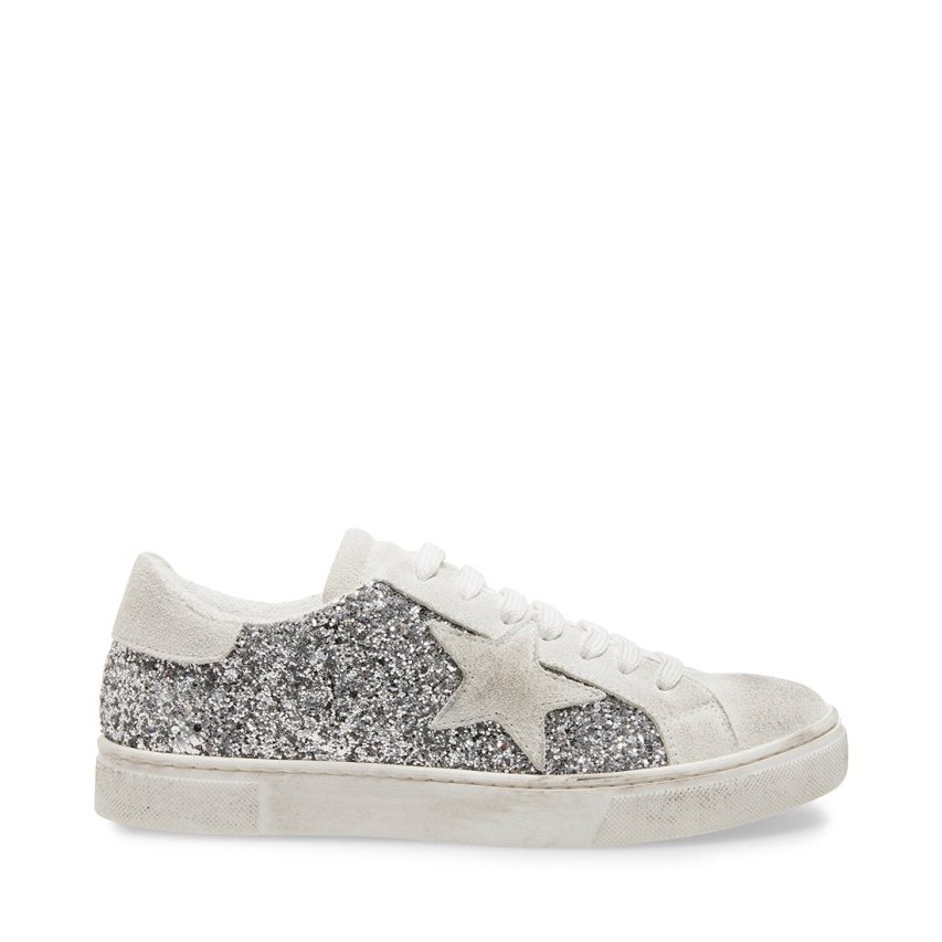 Steve Madden Rubie Glitter Joggesko Dame Sølv Hvite | OQUNH9163