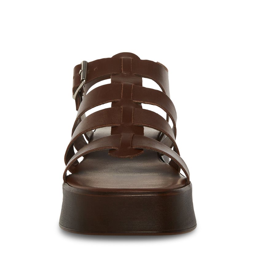 Steve Madden Sarai Lær Platåsandaler Dame Mørke Brune | DCXYW6748