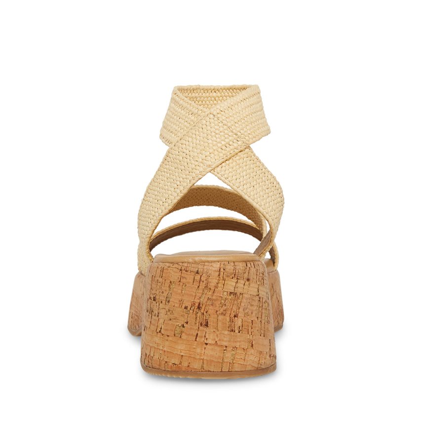 Steve Madden Sashes Raffia Platåsandaler Dame Beige | WSNAT3275