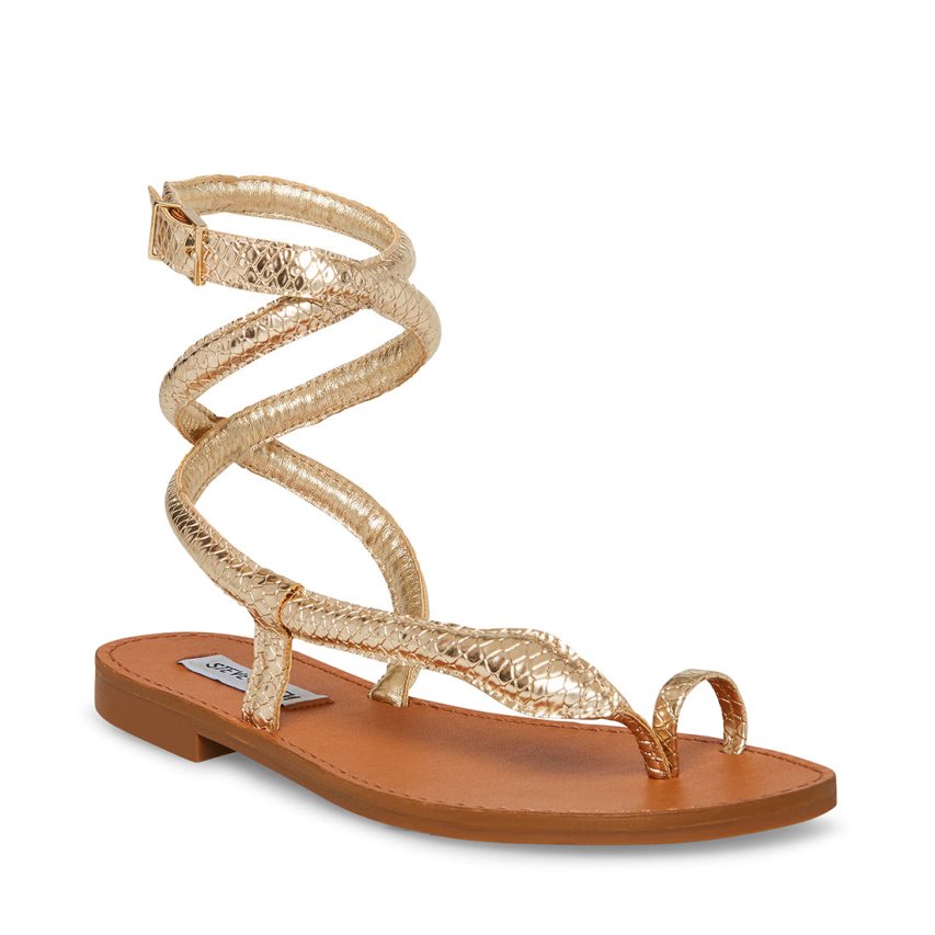 Steve Madden Scales Snake Flate Sandaler Dame Gull | TPHWB0543