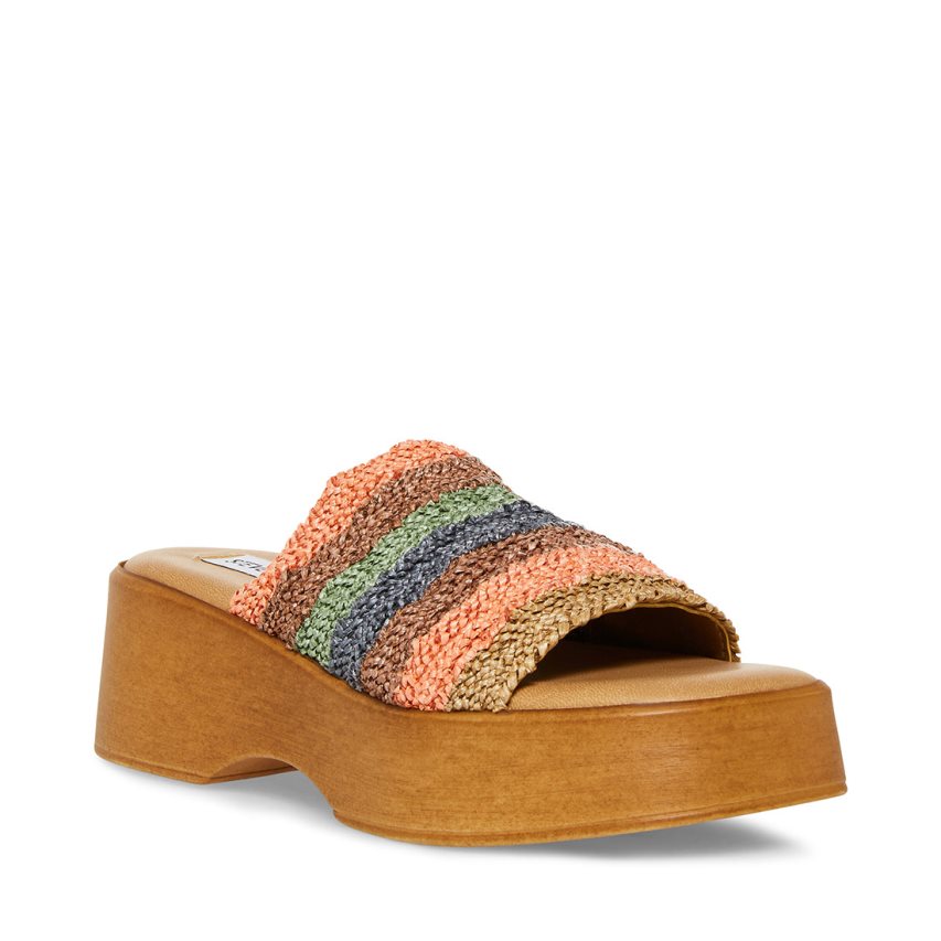 Steve Madden Slinky30 Natural Platåsandaler Dame Multicolor | FNWMH5642