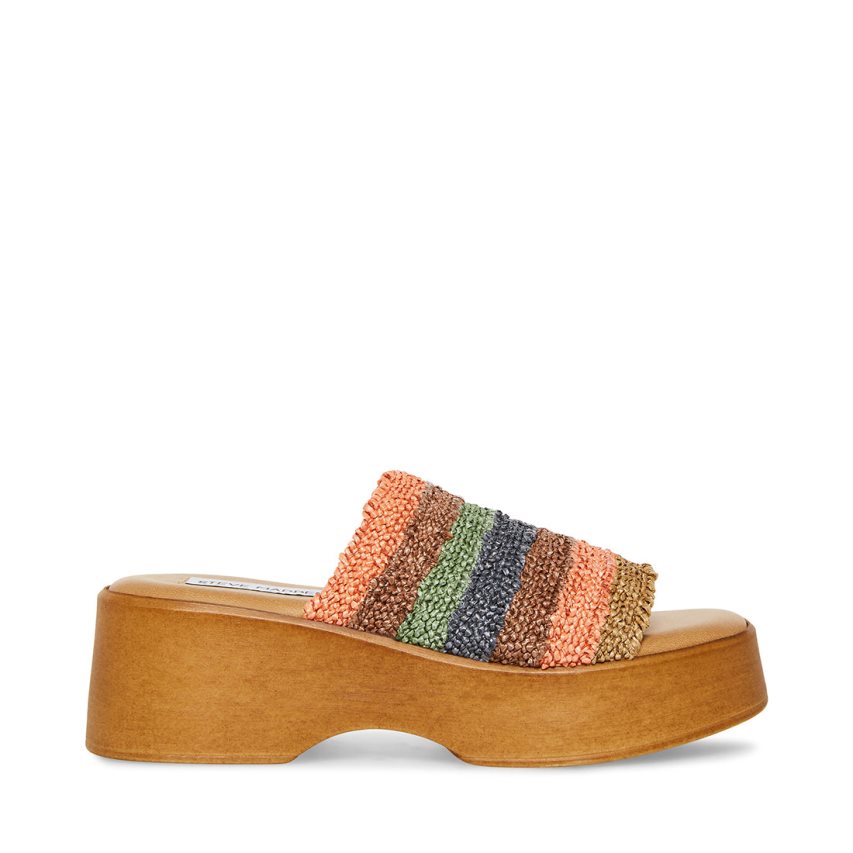 Steve Madden Slinky30 Natural Platåsandaler Dame Multicolor | FNWMH5642