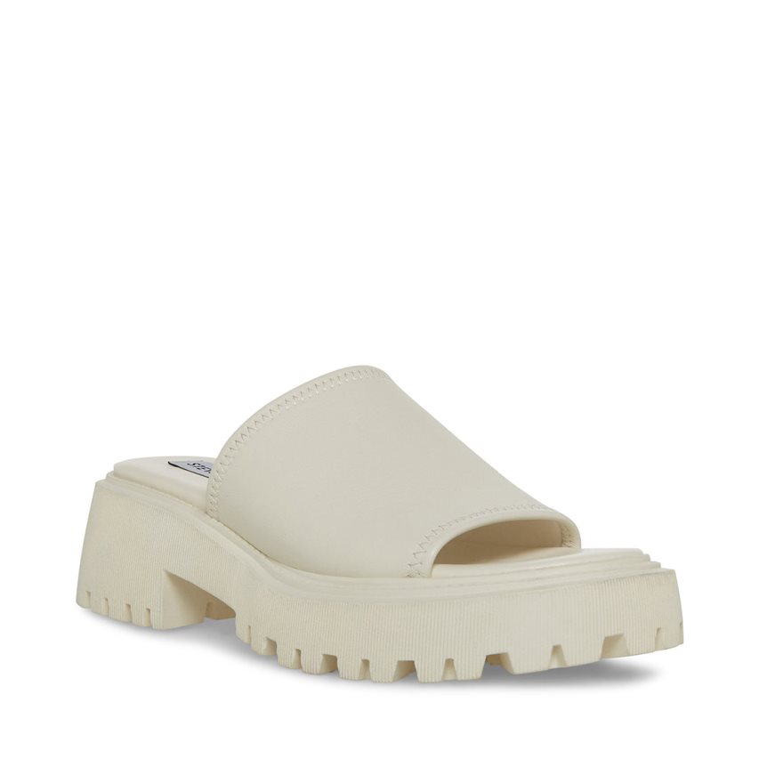 Steve Madden Sophina Lær Platåsandaler Dame Hvite | GKRXN0825