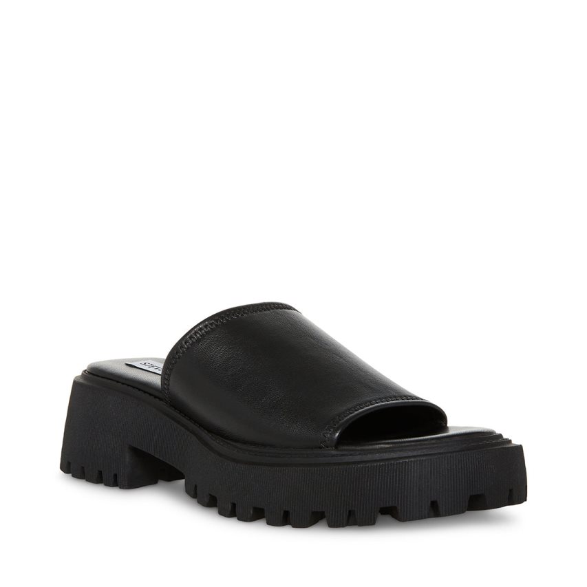 Steve Madden Sophina Lær Platåsandaler Dame Svarte | WUOHI3748