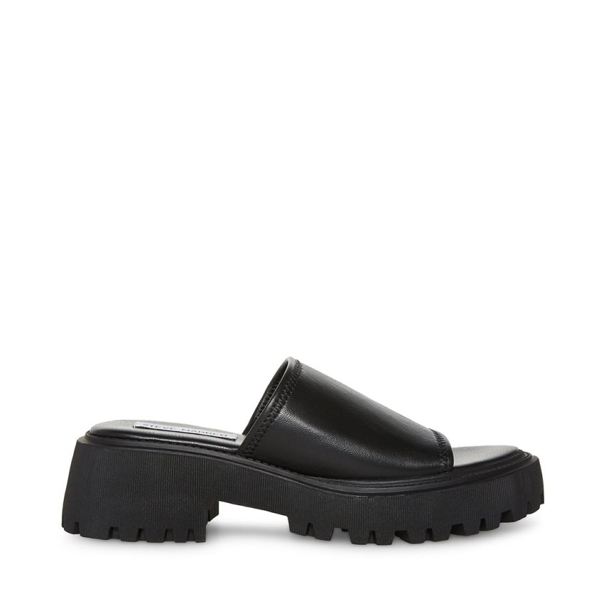 Steve Madden Sophina Lær Platåsandaler Dame Svarte | WUOHI3748