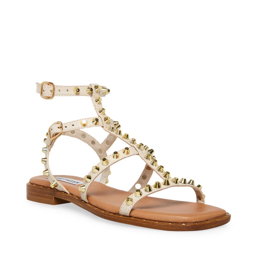 Steve Madden Sunnie Flate Sandaler Dame Beige | KWBZQ5186