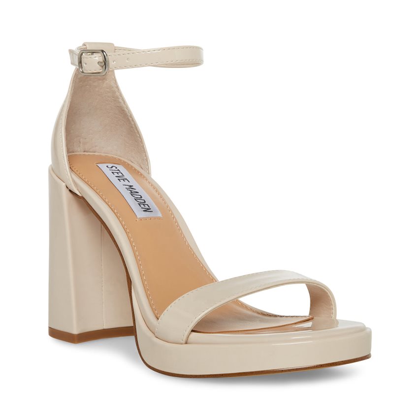 Steve Madden Susan Patent Sandaler med Hæl Dame Beige | YRPHV2389