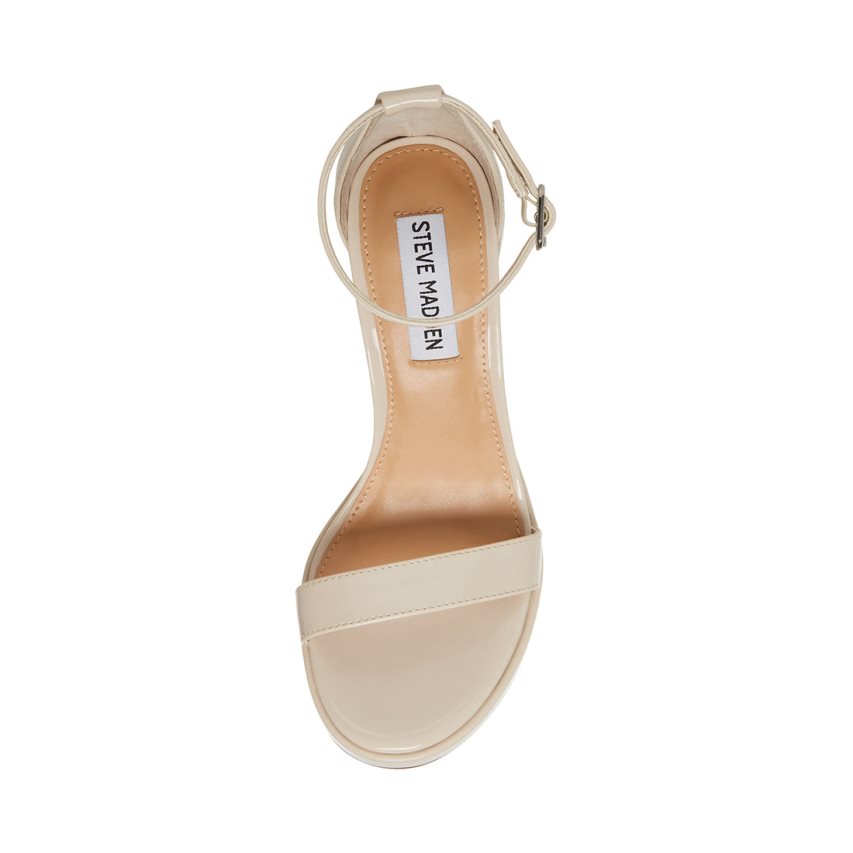 Steve Madden Susan Patent Sandaler med Hæl Dame Beige | YRPHV2389