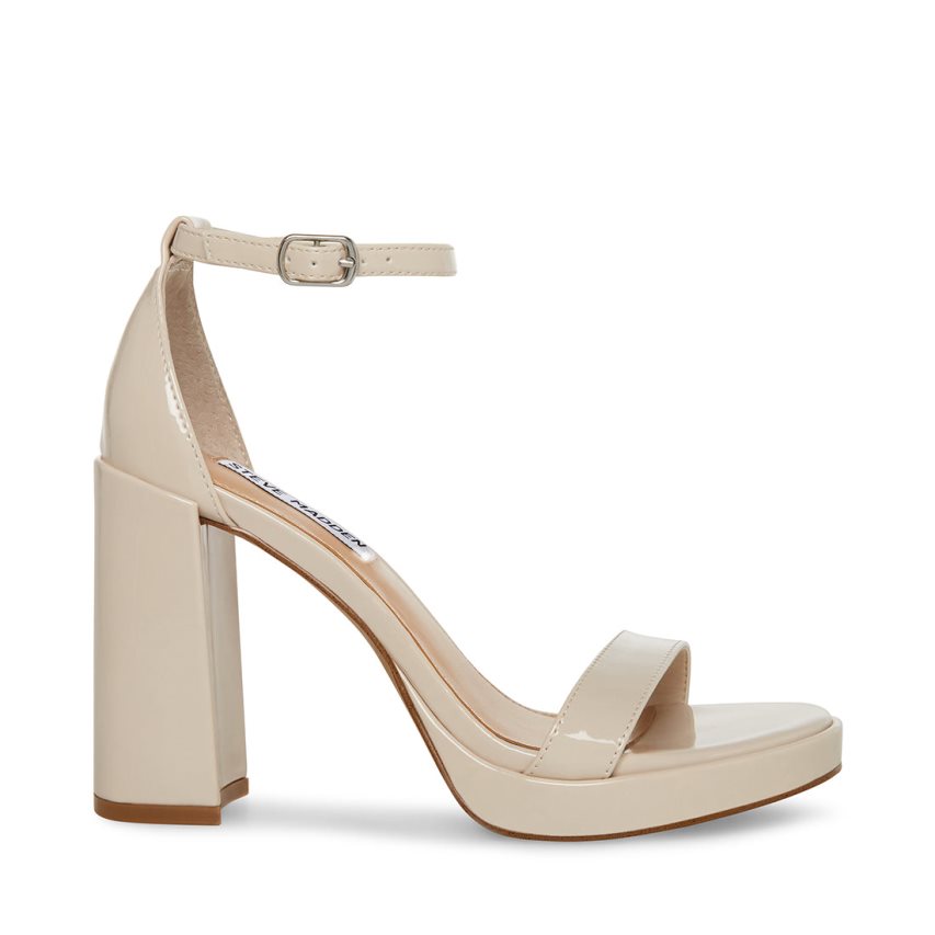 Steve Madden Susan Patent Sandaler med Hæl Dame Beige | YRPHV2389