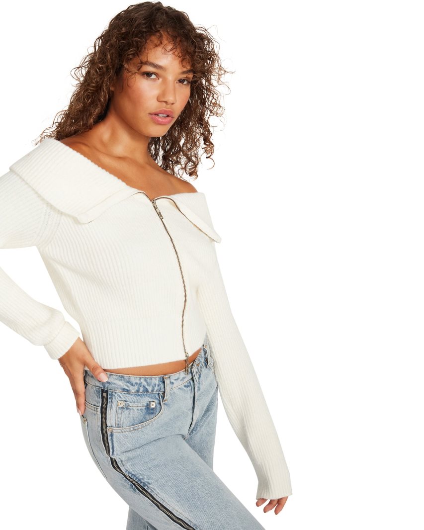 Steve Madden Syd Cardigan Dame Hvite | ZWEHJ5038