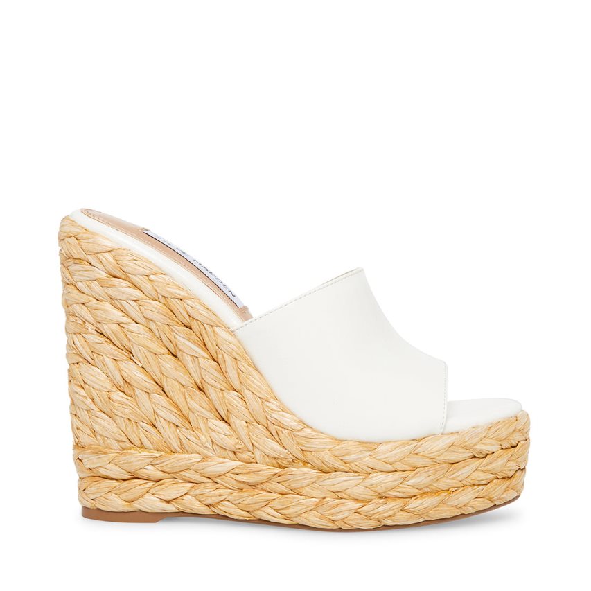 Steve Madden Tabitha Patent Wedge Dame Hvite | UNEKM5348