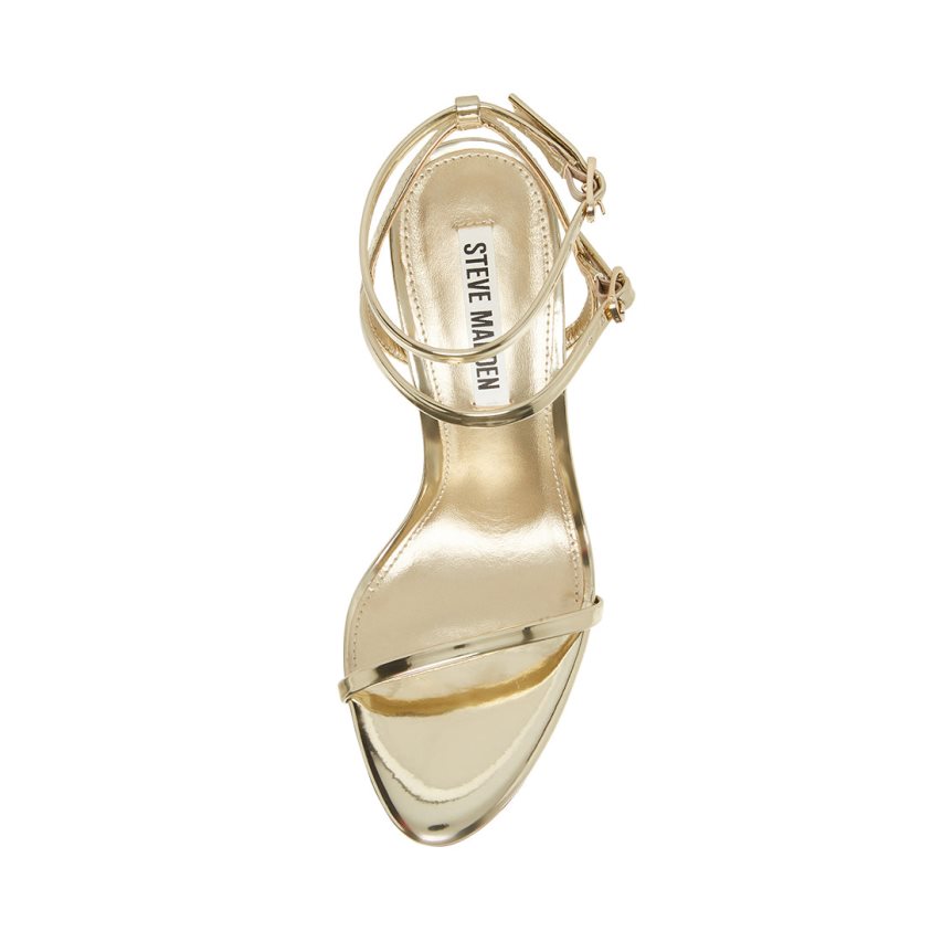 Steve Madden Theresa Champagne Sandaler med Hæl Dame Gull | YAENU6295