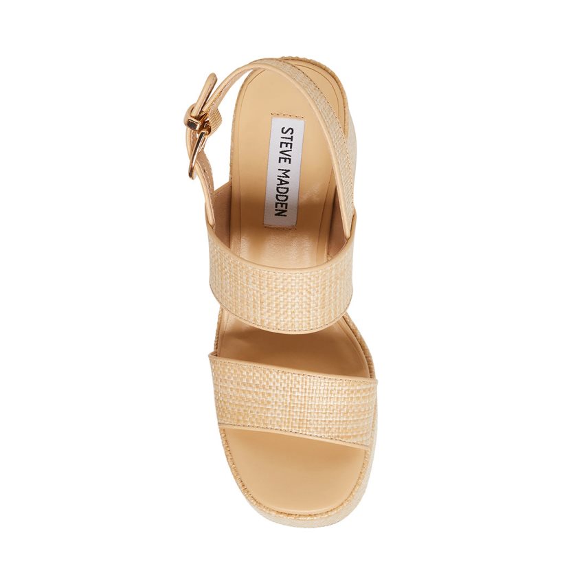 Steve Madden Valory Natural Raffia Platåsandaler Dame Beige | GCBIV1093