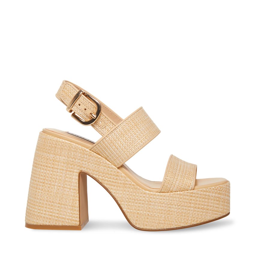 Steve Madden Valory Natural Raffia Platåsandaler Dame Beige | GCBIV1093