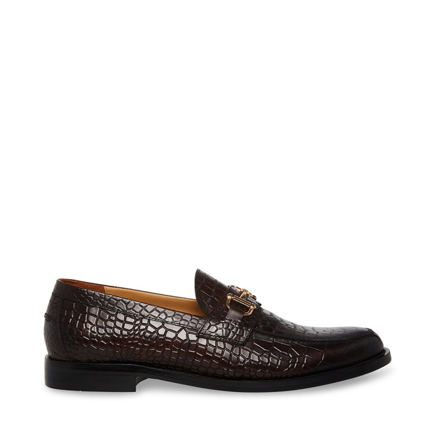 Steve Madden Wallace Crocodile Loafers Herre Sjokolade | DMHLS0437