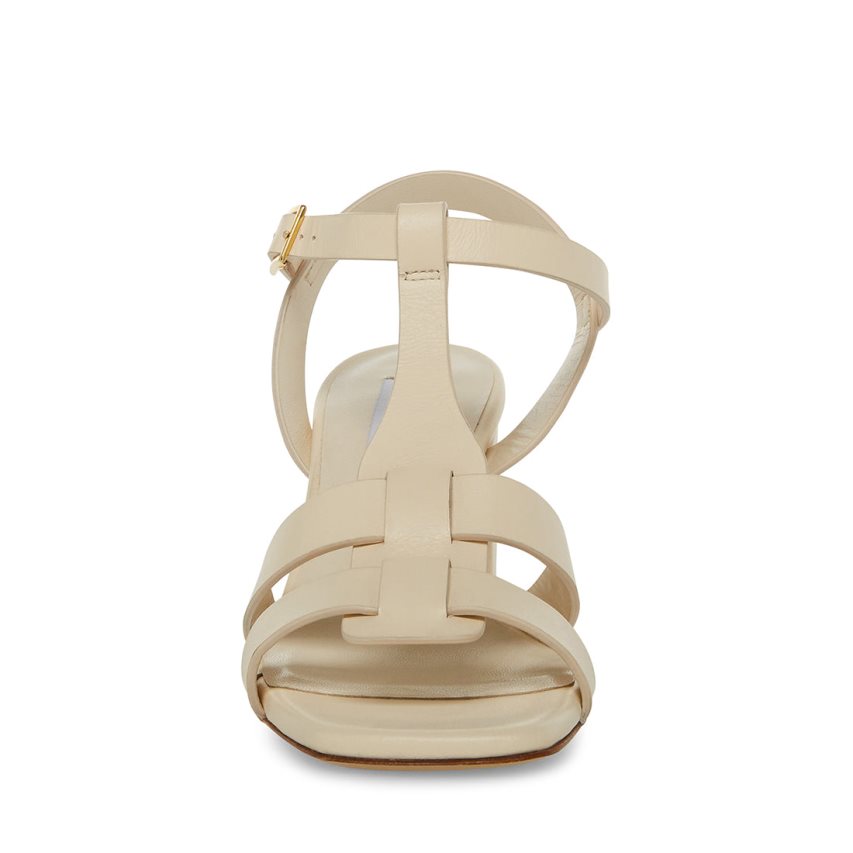 Steve Madden Waverly Lær Sandaler med Hæl Dame Beige | YJXUD9102