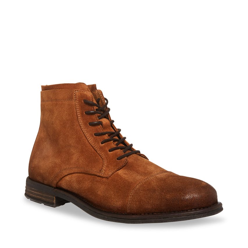 Steve Madden Wells Semsket Skinn Ankelstøvletter Herre Brune | IEAMX7683