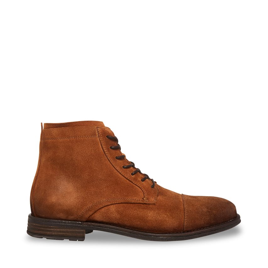 Steve Madden Wells Semsket Skinn Ankelstøvletter Herre Brune | IEAMX7683