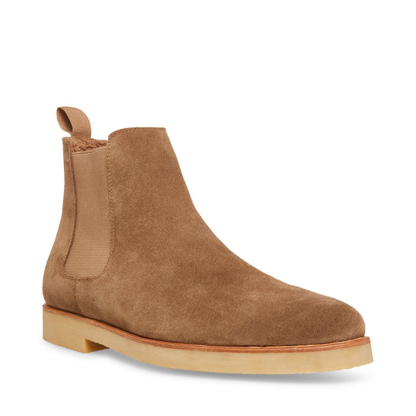 Steve Madden Wilshire-s Semsket Skinn Chelsea Støvler Herre Brune | FZKOJ2910