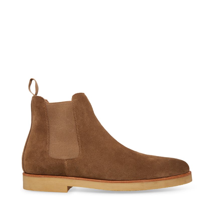 Steve Madden Wilshire-s Semsket Skinn Chelsea Støvler Herre Brune | FZKOJ2910