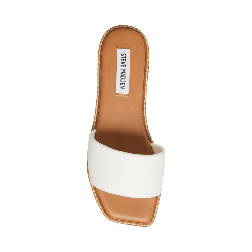 Steve Madden ra Lær Badesandaler Dame Hvite | RONJD3716