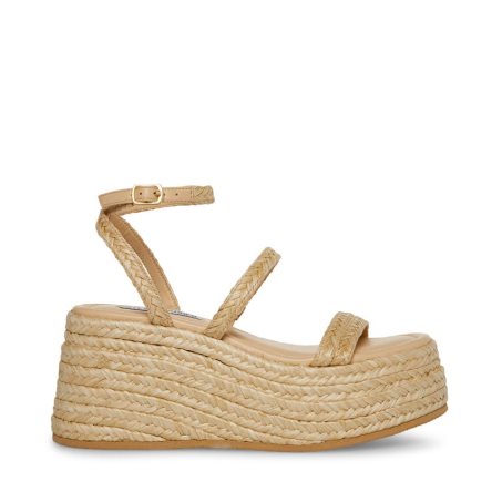 Steve Madden Abundant Natural Raffia Wedge Dame Beige | OVJYT9243