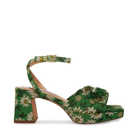 Steve Madden Bettina Floral Sandaler med Hæl Dame Grønn | KWFJA2106