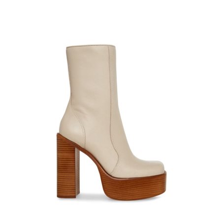 Steve Madden Dwane Lær Ankelstøvletter Dame Beige | FTXYJ9712