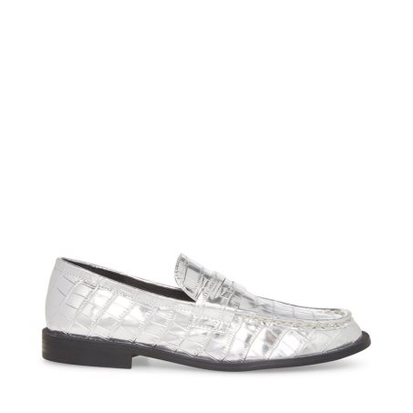 Steve Madden Goodman Crocodile Loafers Dame Sølv | TVSHQ9046