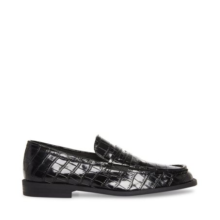 Steve Madden Goodman Crocodile Loafers Dame Svarte | VMRSL4086