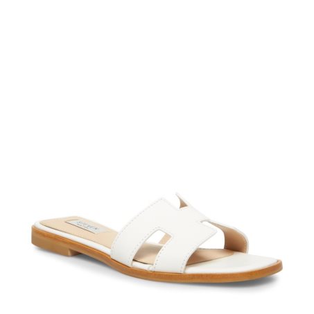 Steve Madden Hadyn Lær Badesandaler Dame Hvite | MCNJT5382