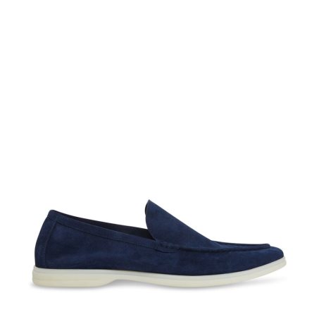 Steve Madden Larken Semsket Skinn Loafers Herre Blå | XOZGU0718