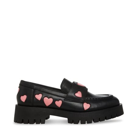 Steve Madden Lawrence-h Lær Loafers Dame Svarte | HKSDG8573