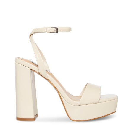 Steve Madden Lessa Patent Sandaler med Hæl Dame Hvite | DYGZX2408