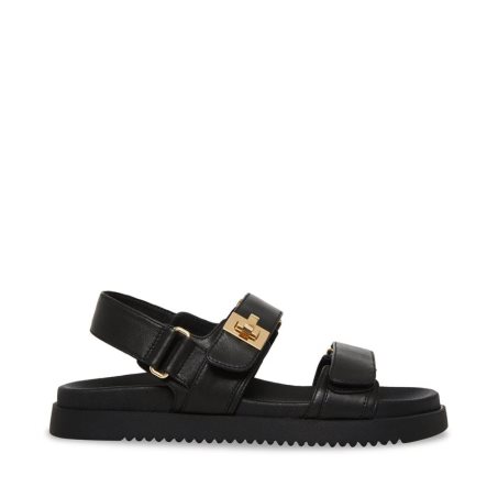 Steve Madden Mona Lær Platåsandaler Dame Svarte | ULCGM7149